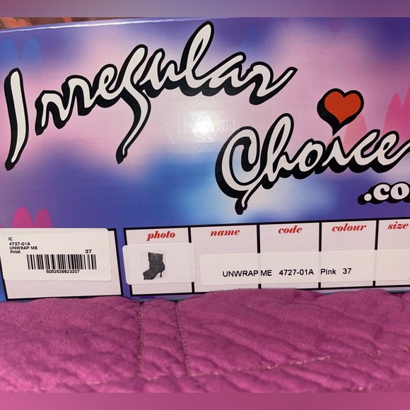 Irregular Choice Unwrap Me Pink and Red Velvet Boots - Picture 9 of 12